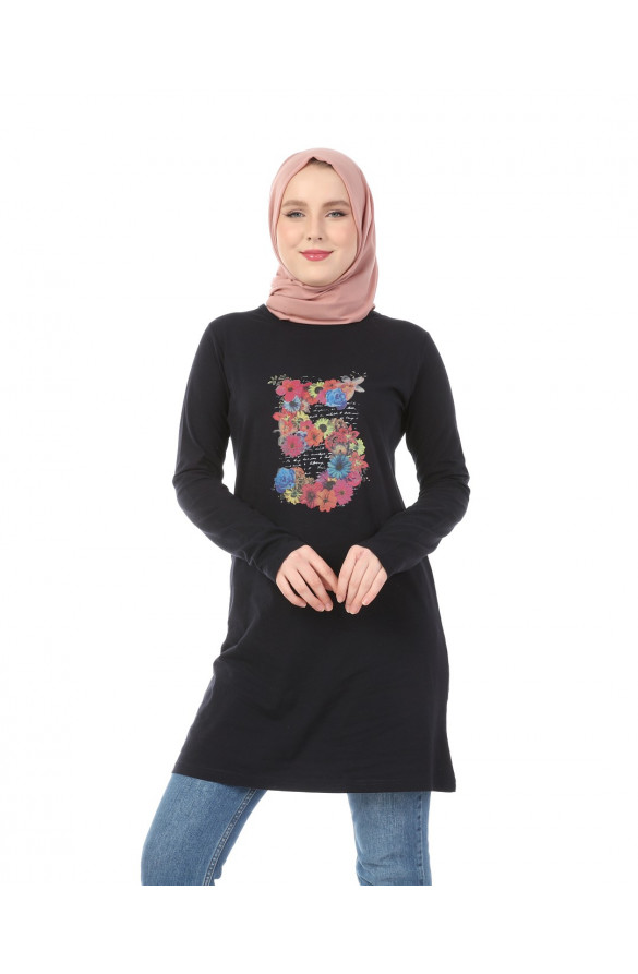 BASKILI BASİC TUNİK 6024 LACİVERT